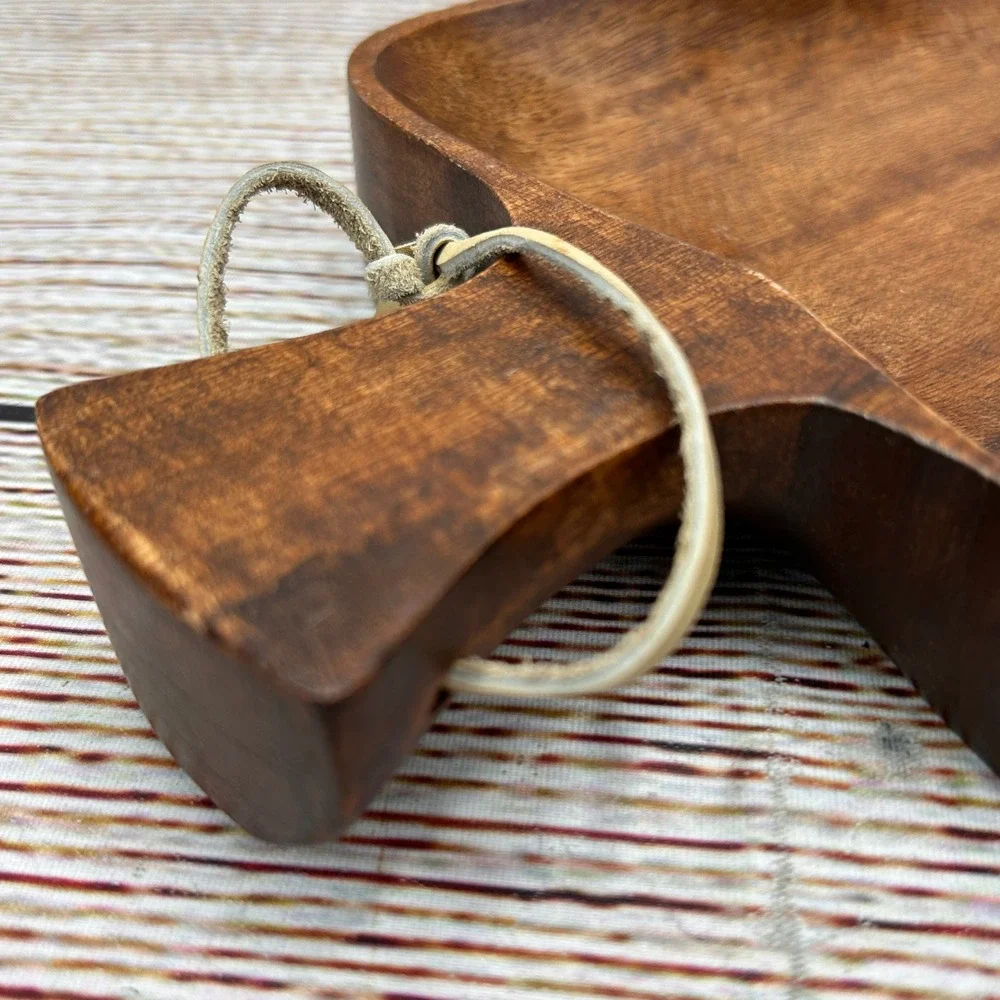 Sosan Vintage‎ Acacia Wood Serving Tray Bell Shape Hand Carved Philippines